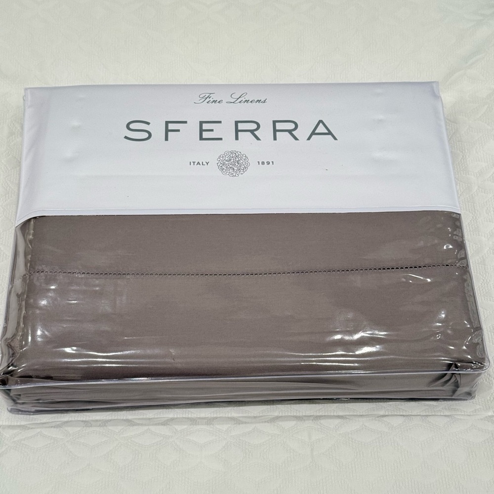 SFERRA MATTEO SATEEN 4-PIECE CAL-KING SHEET SET GREY MADE IN ITALY